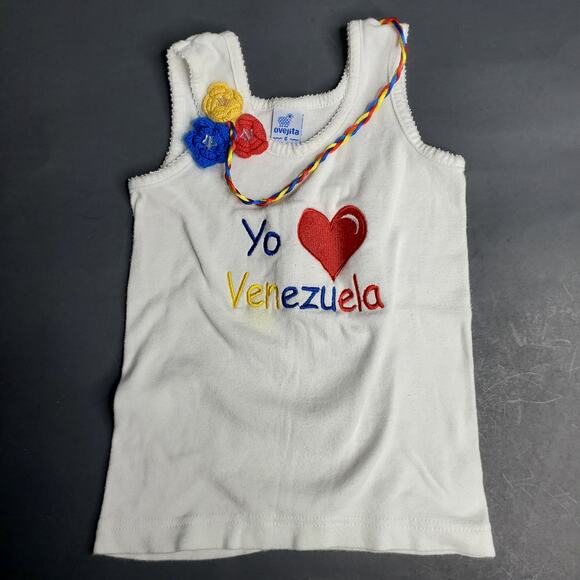 Ovejita Yo Amo VENEZUELA Bordado Camiseta Ninas 5 Girls Size S 1406 - Picture 1 of 4